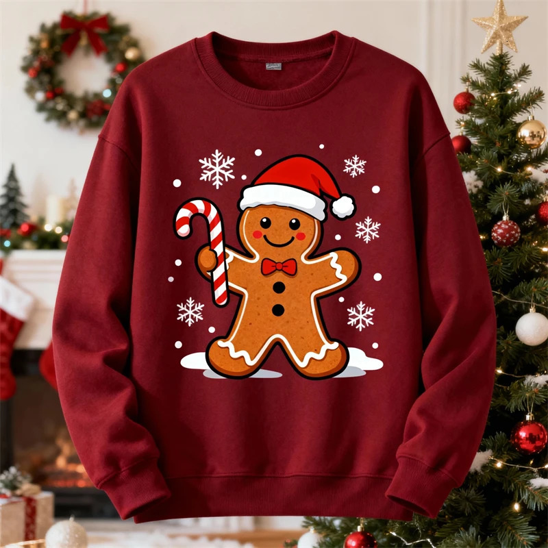 2026 Gingerbread Man Graphic Ugly Christmas Sweater Fashion Long Sleeve 3D Printed Xmas Sweatshirts Casual Holiday Pullovers 261019