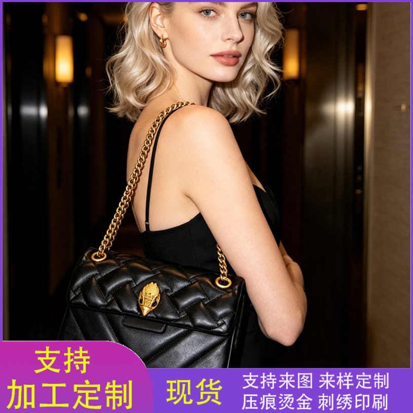 designer Small square shoulder bag for women cross border bestseller quilted chain bag vintage eagle head shoulder bag