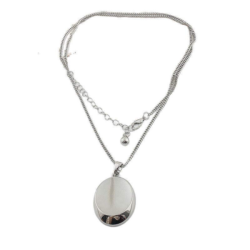 Elegant gold silver plated round pendant necklace women, featuring unique sophisticated oval design, perfect for adding touch of style to your outfi
