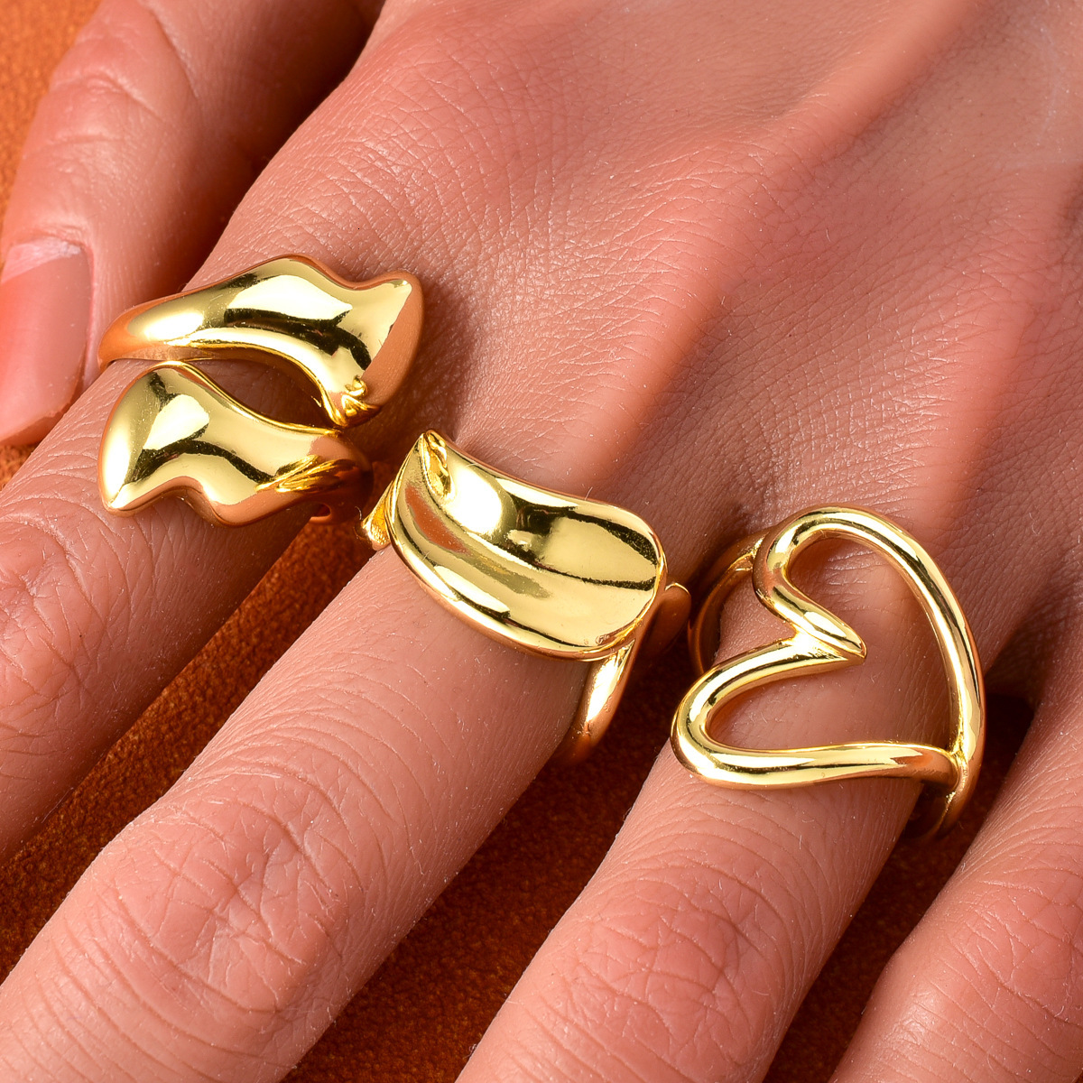 New European American simple smooth irregular geometric for women, fashionable and unique, creative ins minimalist style ring
