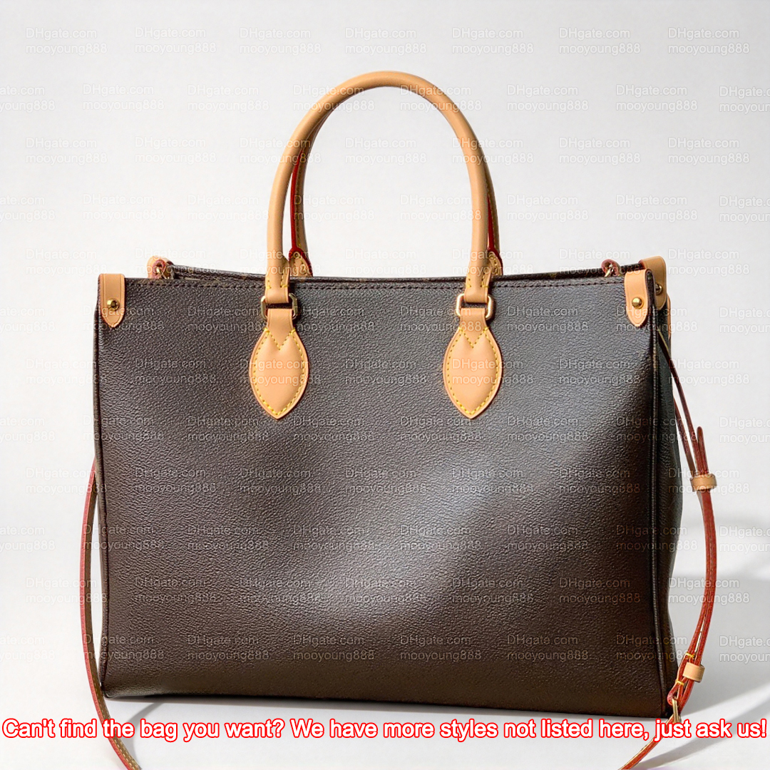 12A Upgrade Mirror Quality Designer Tote Bags for Women PM MM Onthego Soft Travel Handbags Canvas Cowhide Leather Shoulder Bag Brown Crossbody Purse
