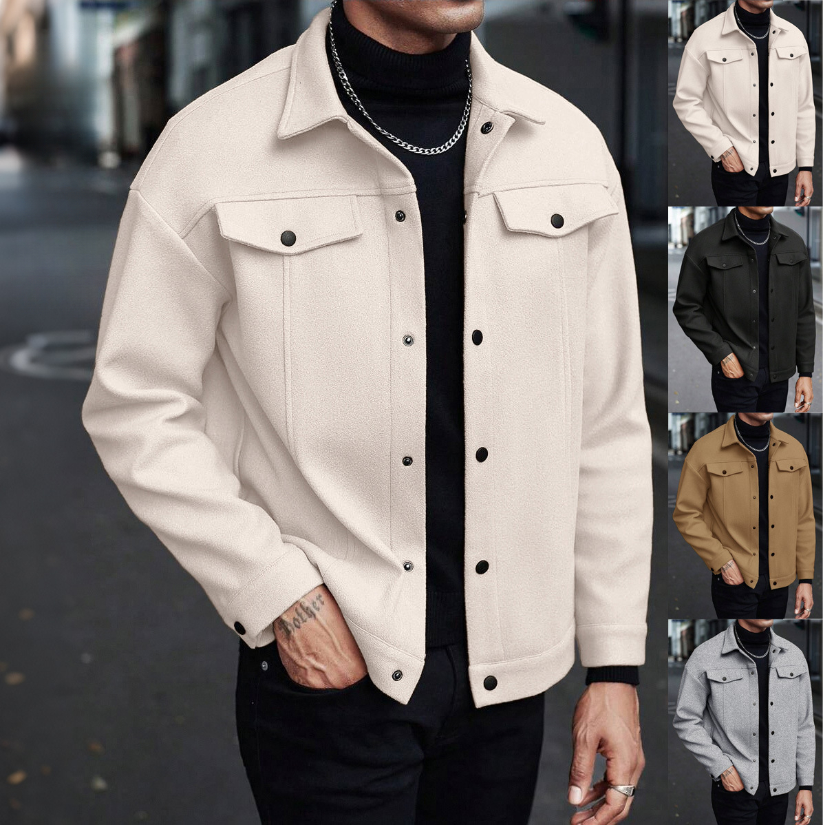 New Men 2026 Fashion European American autumn and winter new men's lapel workwear jacket, casual sports business top Coat Jacket