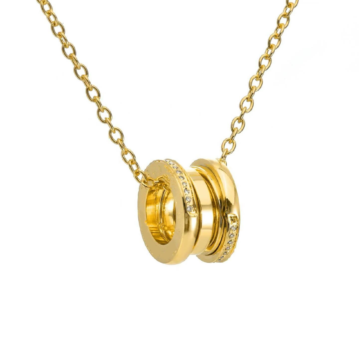 Nouvelle mode femmes argent Rose or acier inoxydable printemps blanc Zircon céramique pendentif collier ensembles bijoux