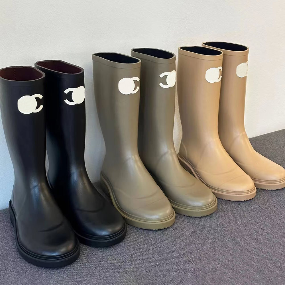 c boots Mid designer length boots Women High Knee Rubber Rain Boots Thick Sole Non slip Waterproof Long Tube Rainboots Outdoor Ladies Daily Walking