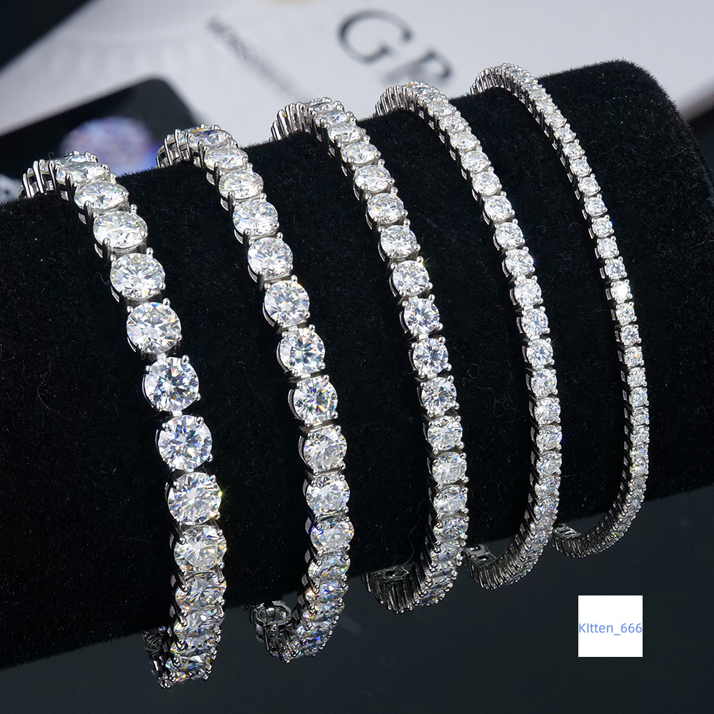 Direct Factory Wholesale Brilliant Cut 2-6MM Moissanite Tennis Bracelet 925 Sterling Silver Rhodium Plated GRA Certified Luxury