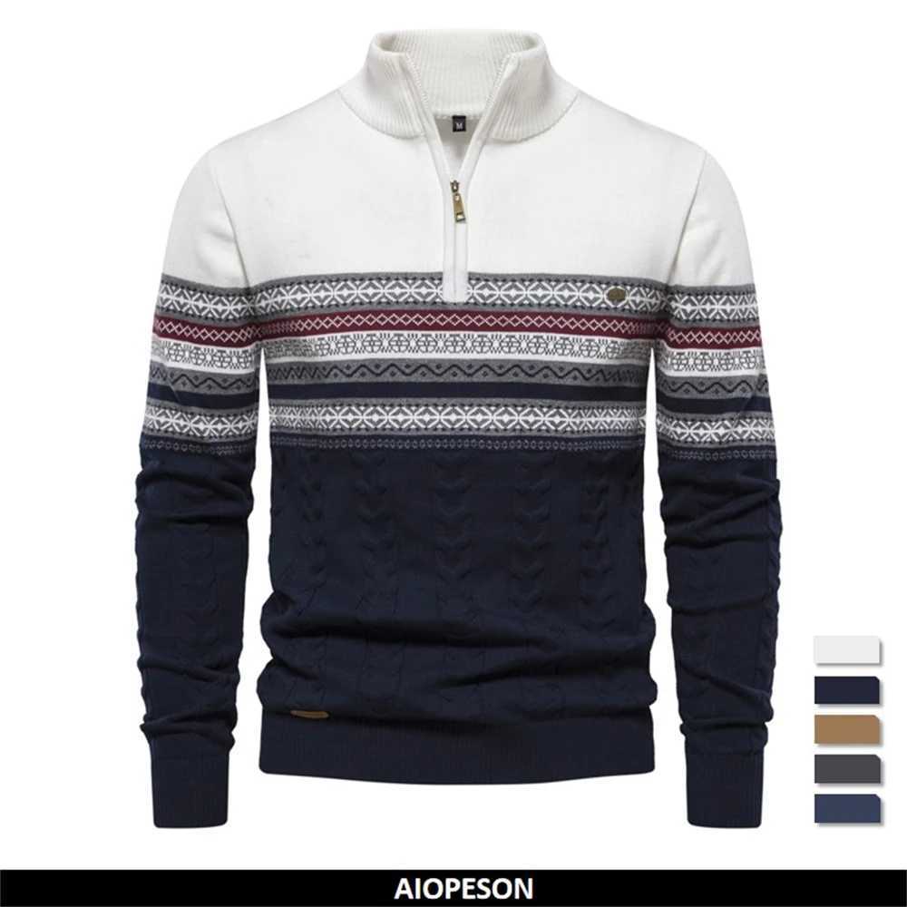 Quty 2023 High New Autumn Zipper Pullers Men Warm Winter Cotton Sweaters for Men Ethnic Patterns Casual Mens Sweater M261016