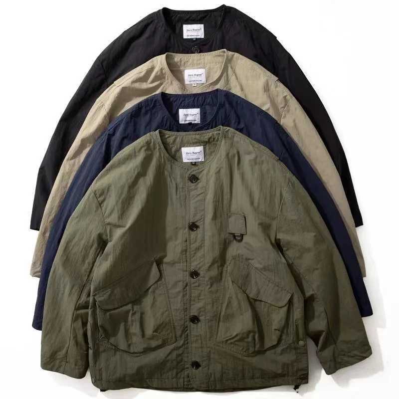 Loose Fit round Neck Jacket for Men Outdoor Autumn Spring New Style Casual Long Sleeve Workwear Coat with Big Pockets T261019