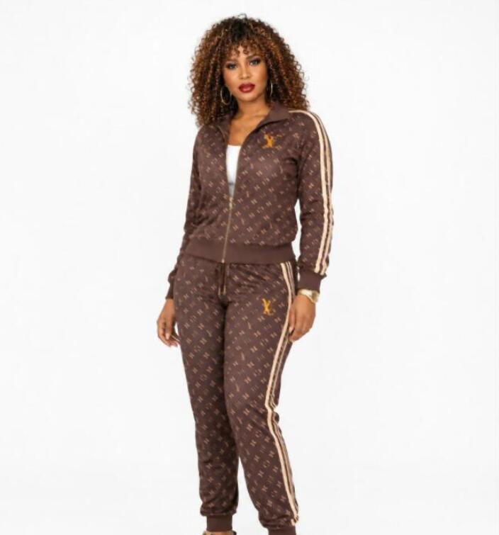 Womens Tracksuit Luxury Zipper Collar Loose Jacket Jogging Pants Designer Fitness Two Piece Set