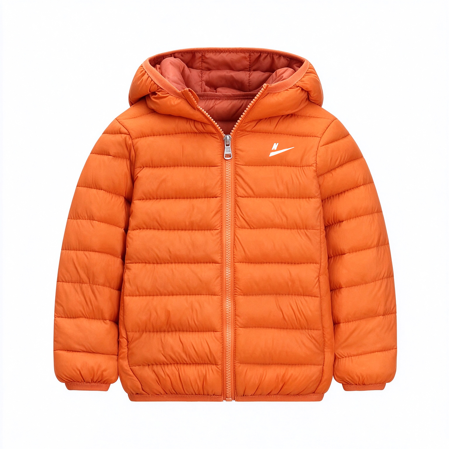 Kids Hooded Puffer Down Jacket Unisex Zipper Winter Coat Windproof Warm Outerwear for Boys Girls Size 110-150CM