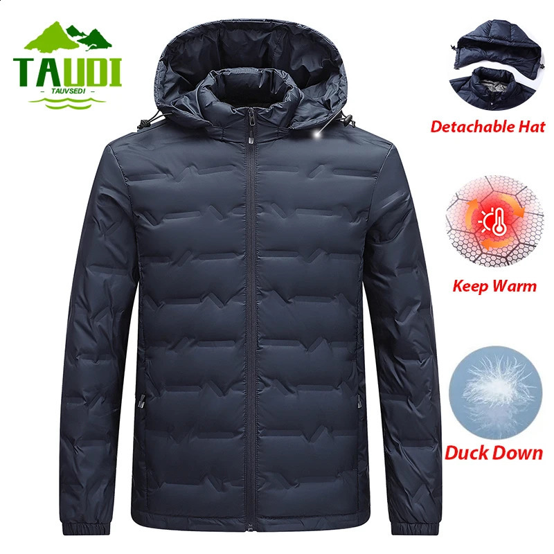 Winter Men Warm Duck Down Jacket Mens Windproof Detachable Hat Down Jacket Mens Lightweight Coat Casual High Quality Jacket Male 261017