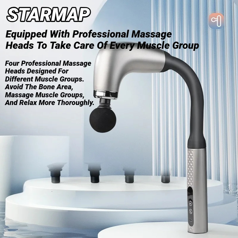 Electric Muscle Massage Gun With 4 Heads Deep Tissue Percussion Massager For Pain Relief Portable Rechargeable Fascia Extend 261009