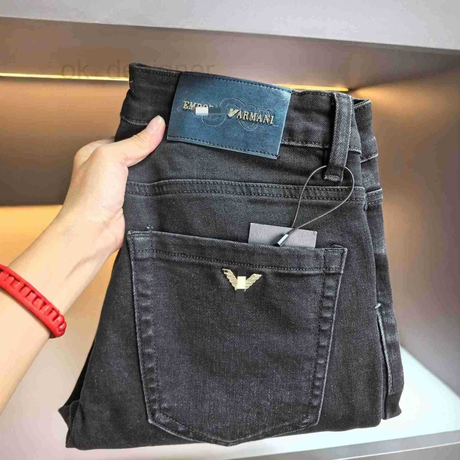 Men's Jeans Designer Classic Eagle Black Grey European Style Men's Jeans Slim Fit Stretch Washed Mid-Rise Straight Leg Casual Men's L