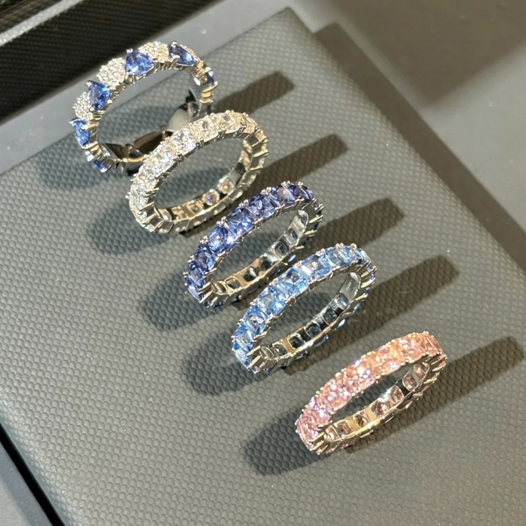 Apmmonaco Jewelry Ring Designer A Ring For Women Wedding Ring Single-row Diamond Ring Small Square Design Fully Encrusted With Diamonds For Stacking