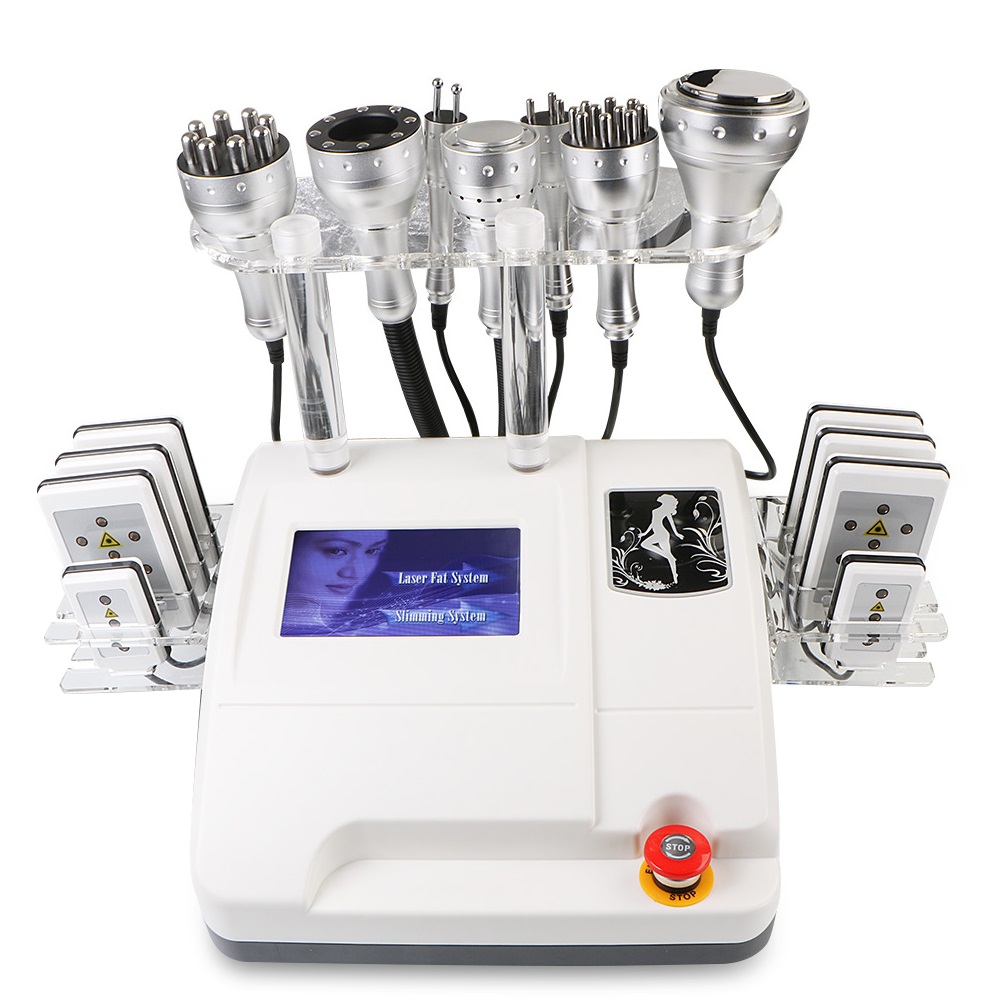 8 in 1 Cavitation Machine with 40kHz Ultrasound and 1MHz RF for Body Care with Vacuum Bipolar Handpiece and Dedicated Lipo Laser Accessories