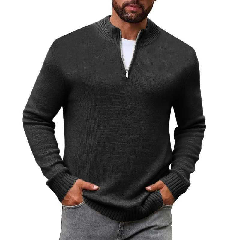 Sweater Zip Men's Knit Quarter Sweater Mock Neck Sweater Casual Pullover Sweate Winter Warm Long Slve Sweaters M261016