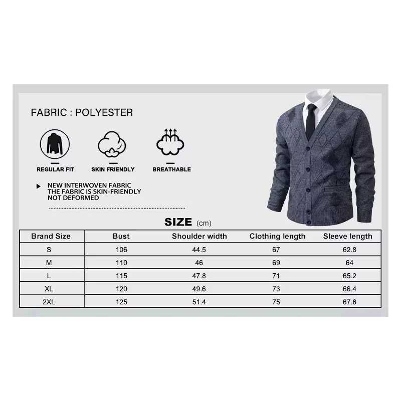 Cadigan Men's Sweater US Size V Neck Button Down Outwear Mens Autumn Winter Clothes Knitting Sweaters M261016