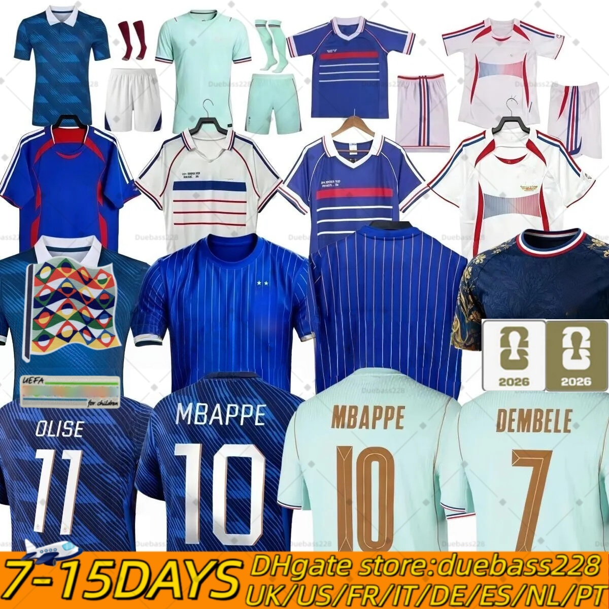 Zidane-Trikots OLISE MBAPPE Fußballtrikots 26 27 Heim Auswärts Zidanes Retro MBAPPE OLISE DEMBELE GIROUD GRIEZMANN EKITIKE Retro 98 06 18 20 22 Fußb