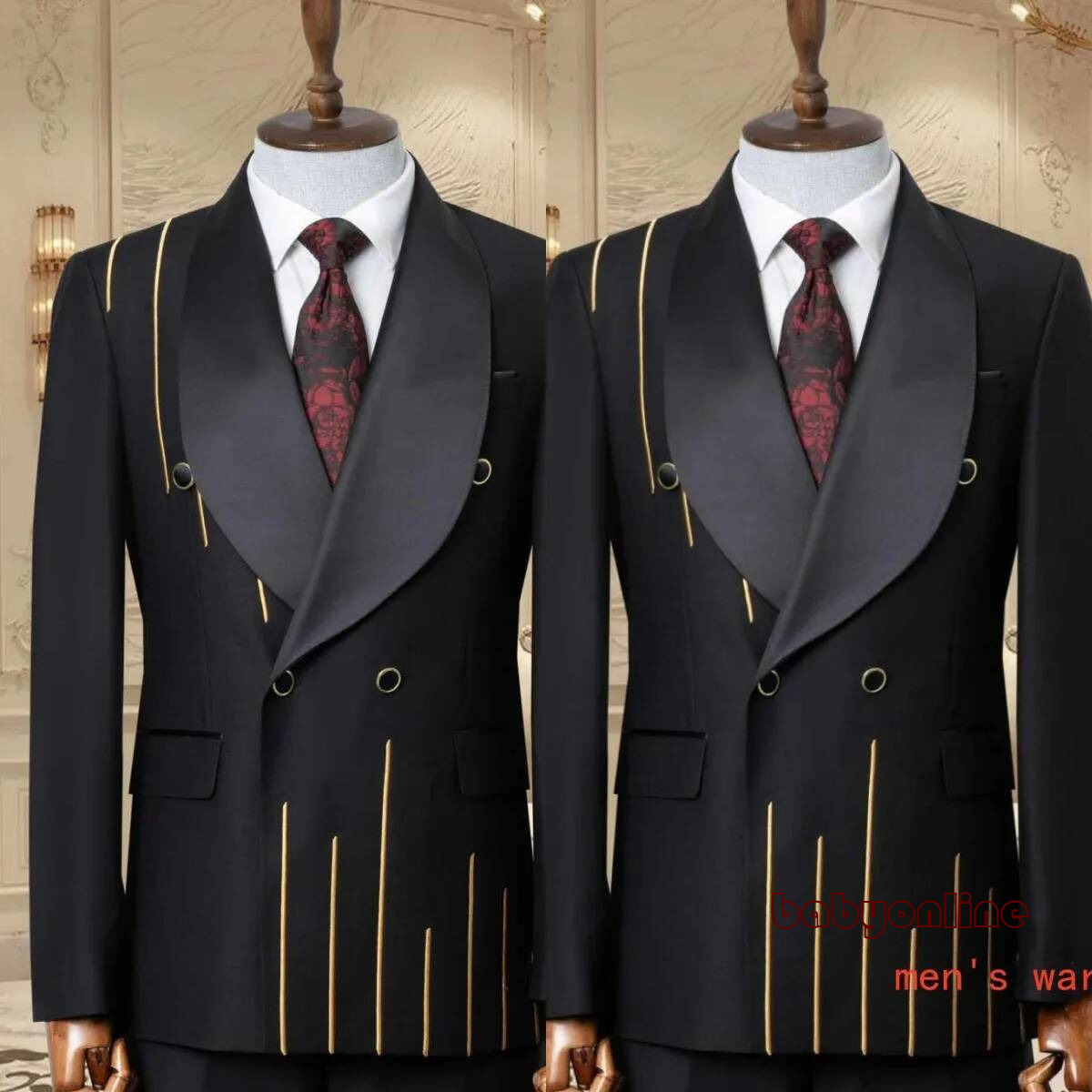 New Wedding Tuxedos 2 Piece Set Jacket Pants Double Breasted Men Suit Classic Groom Wear Party Evening Suits Customized