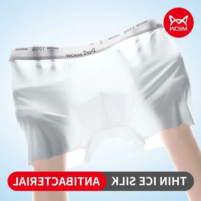 Men's Underwear Miiow 3Pcs Ultra Thin Ice Silk Men Boxershorts 5A Antibacterial Mens Panties Seamless Breathable Summer briefs Man Underwear Un