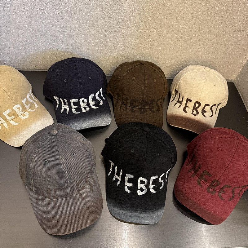 Luxury Cap Brand Designer Hat American Retro Washed Vintage Letter Baseball Cap Women Wide Brim Large Head Circumference Face Slimming Soft Top Duck