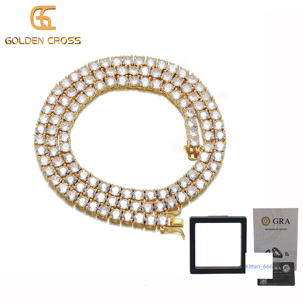 High Quality S925 Silver Hip Hop Jewelry 5mm Mozambique Tennis Chain Premium Moissanite Necklaces