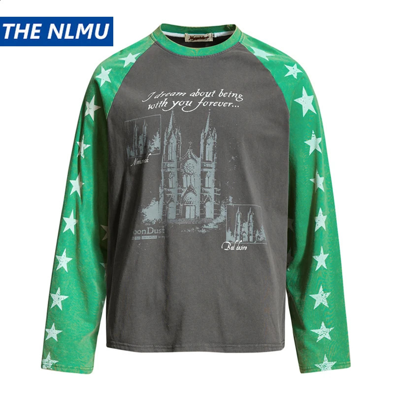 Men Women Autumn Long Sleeve T-Shirt 2026 Vintage Letter Print Loose Casual 100% Cotton Tshirt Streetwear Tops Tees 261017