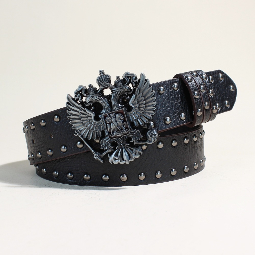 Black Punk Style PU Leather Belt with Metal Studs Unisex Gothic Fashion Accessory 26Y1019