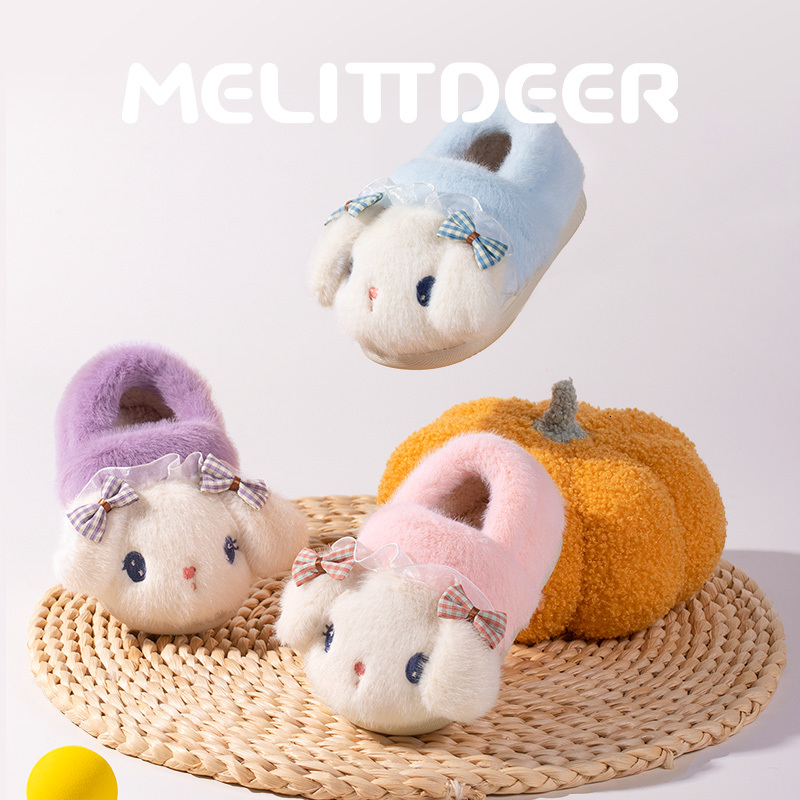 MELITTDEER Kids Slippers For Girls Winter Fashion Thick Sole Indoor Home Slippers, Cartoon Bunny Cotton Shoes J261019
