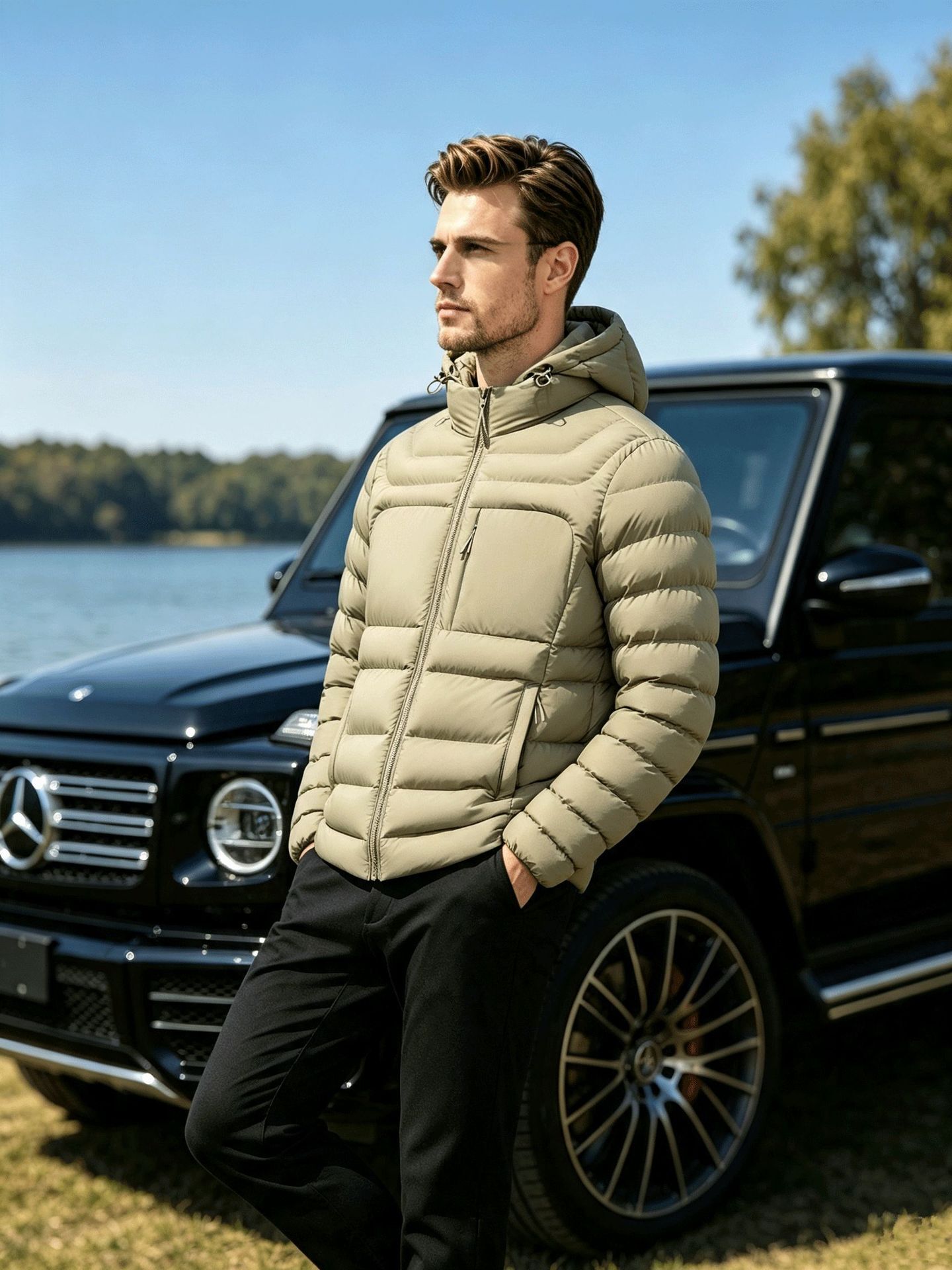 Men Hooded White Duck Down Jacket 2026 Winter New Solid Color Trendy High Quality Warm Puffer Coat Windproof For Men Daily Casual Wear
