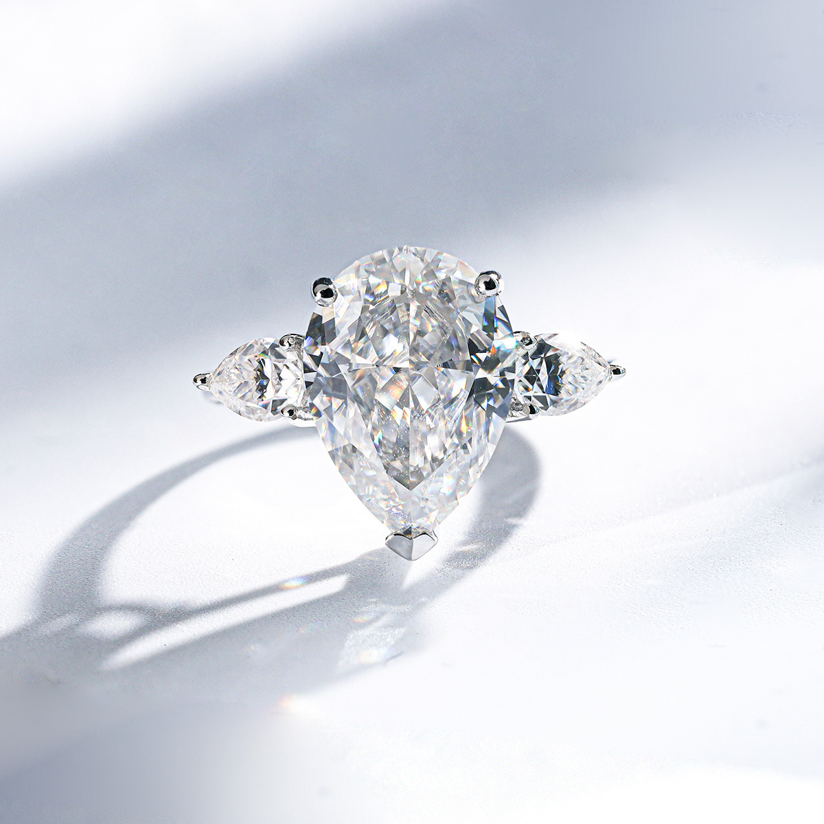 Fine 925 Sterling Silver Luxury 10*14MM Water Droplet Moissanite Engagement Rings for Women