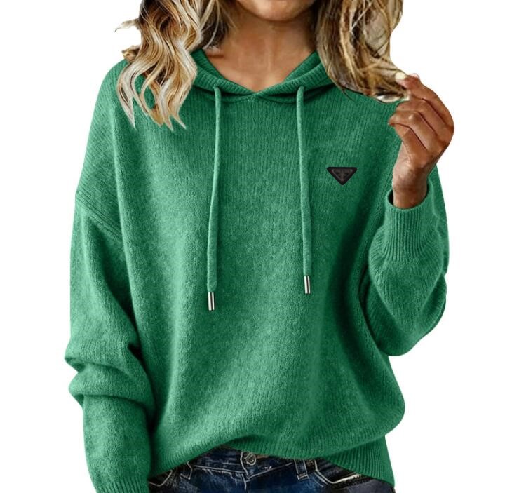 designer Sweaters luxury Loose Knit Women's Hooded Sweater Round Neck Pullover Long Sleeve solid color top Woman Clothes