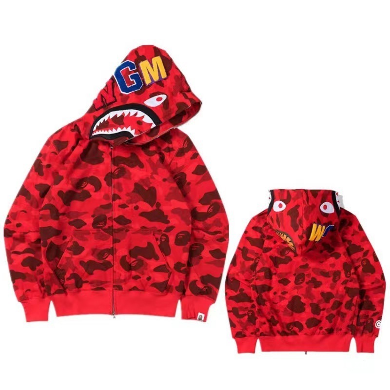 Cross-border trendy brand, same style camouflage shark head 3D printed designer zip-up hoodie, unisex Luxury goods jacket, couple's outfit