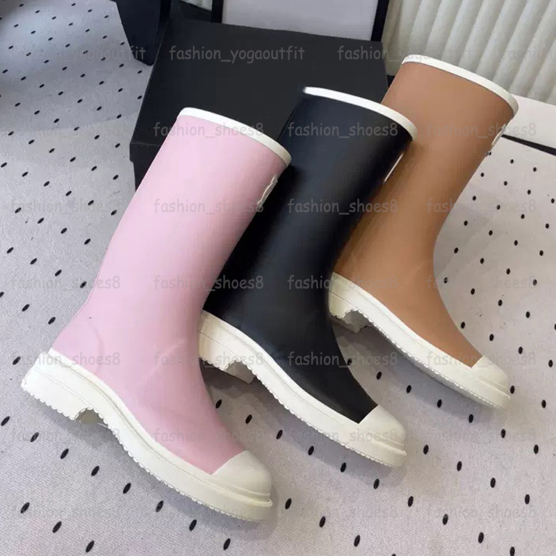 Designer Women Rainboots Rubber Boot Knee High Waterproof Classic Rain Boots Cowboy Booties Fall Winter Casual Outdoor Footwear Slip On 35-40