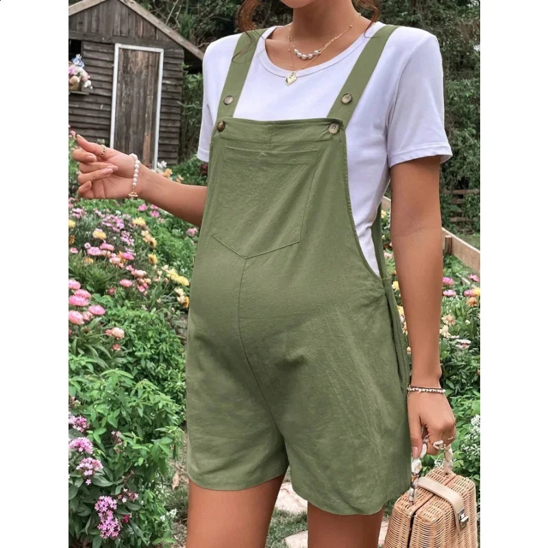 Maternity Jumpsuits Knee-length Plus Size Summer Fashion Pregnant Woman Rompers Pregnancy Overalls Cotton Clothes Size S-XL 261015