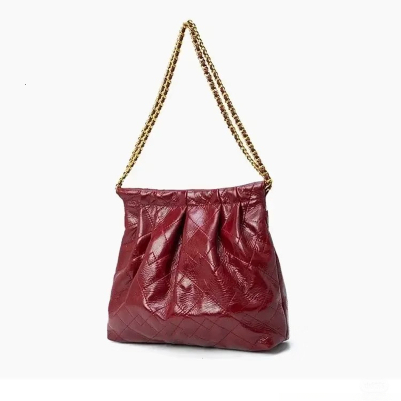 luxury Prluxury designer bag 2026 Women's Viral Quilted Chain Bucket Bag Large Capacity Shoulder Underarm Motorcycle Style Purse free shipping