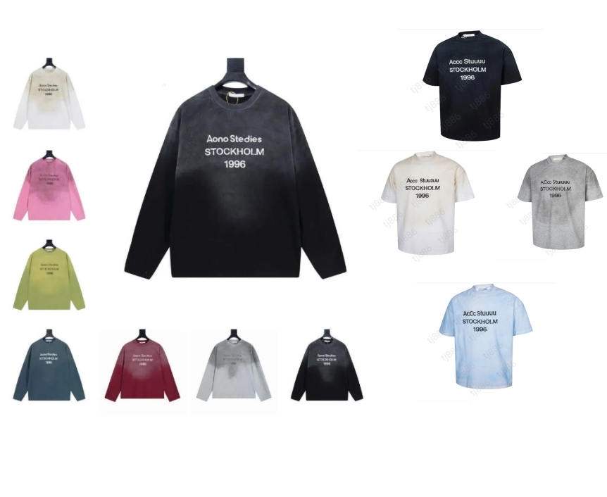 Luxury designer men t shirt women long sleeve loose graphic tee men tops washed hoodie round neck breathable short casual shirt streetwear size s-xl