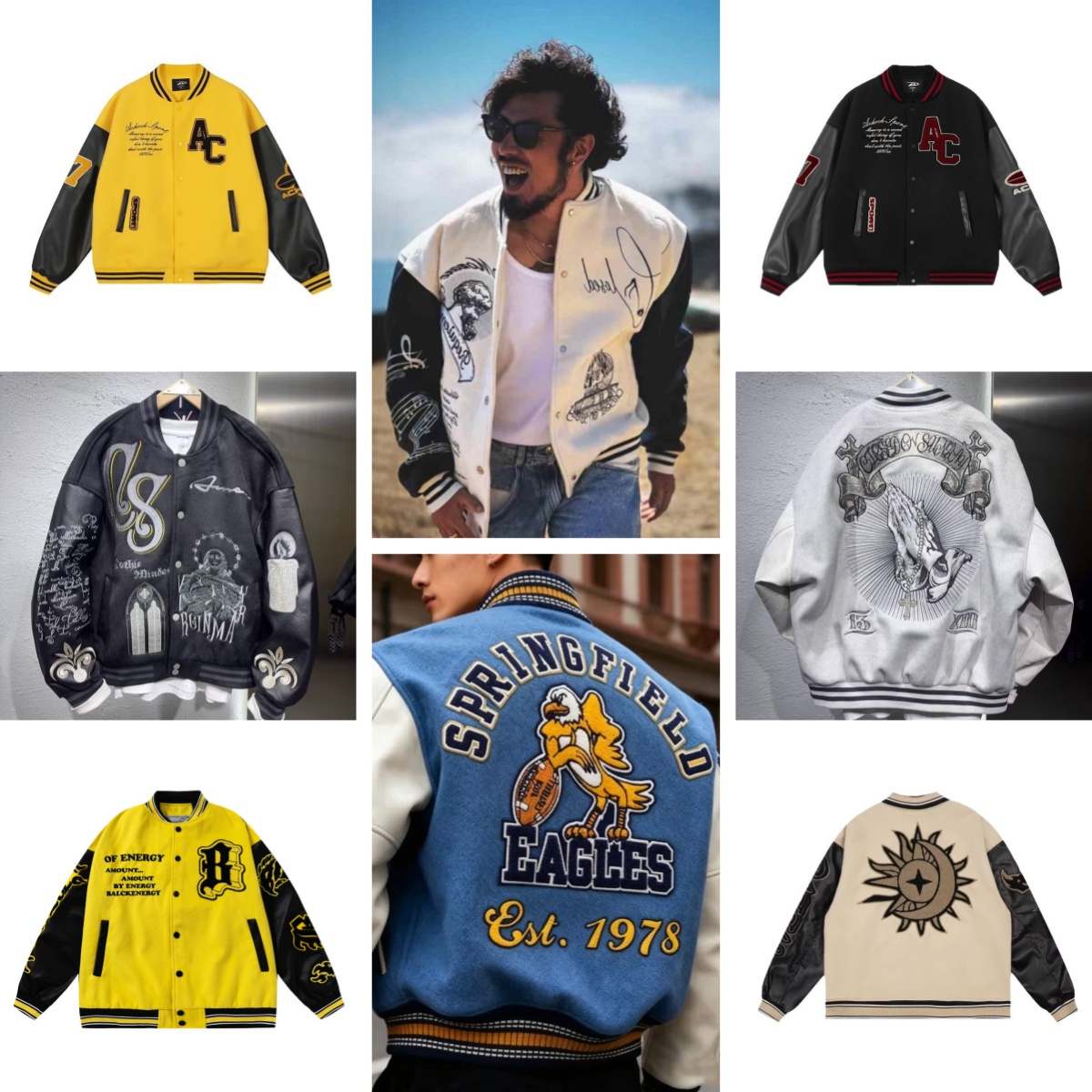 Men's Jackets Embroidery Varsity Jacket Men PU Leather Sleeves Oversized Bomber Women Baseball Coats Streetwear Clothing Versatile coat