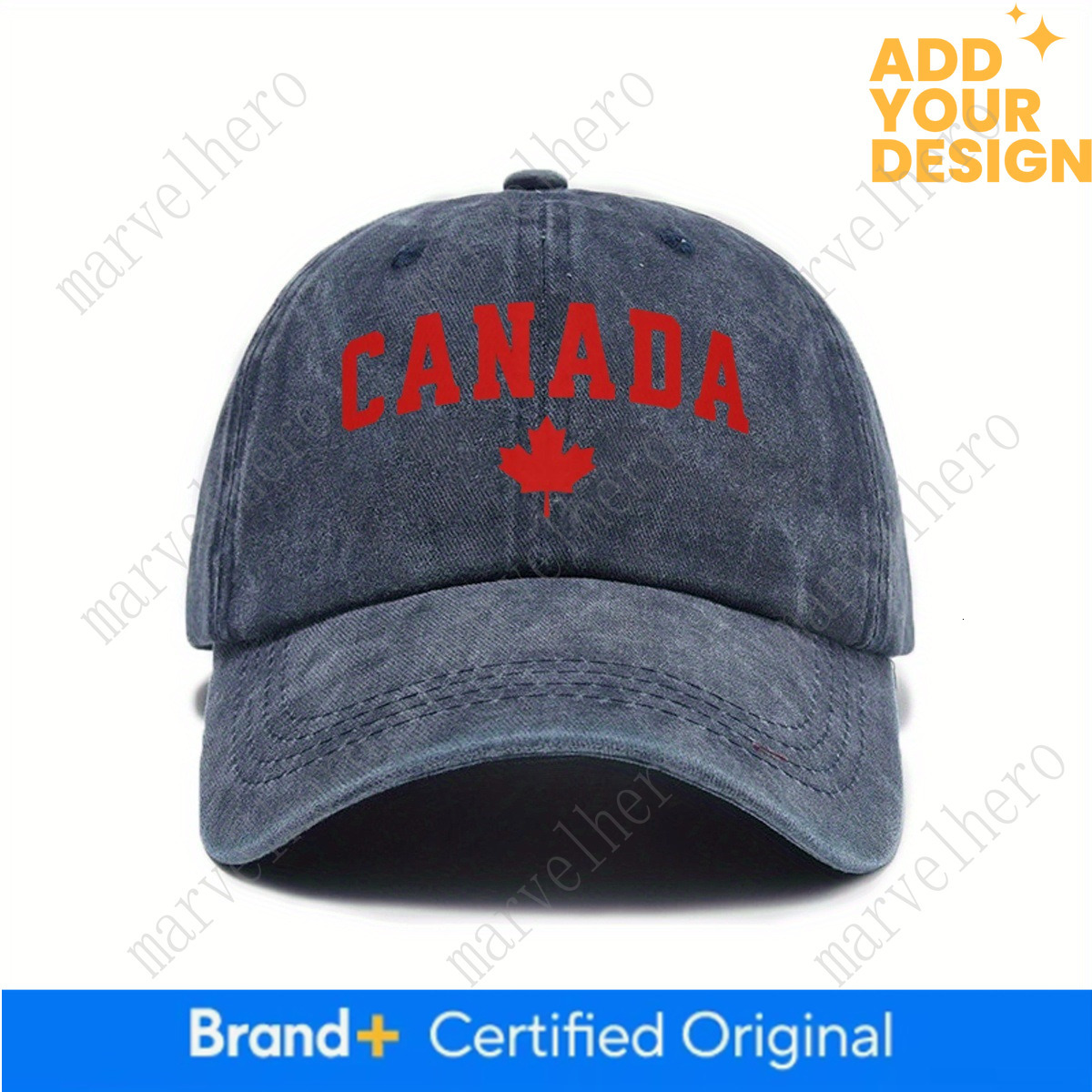 Cross Border Washed Baseball Cap Women Featuring Canadian Maple Leaf Print Suitable Spring And Summer With A Curved Brim For Outdoor Sun Protection