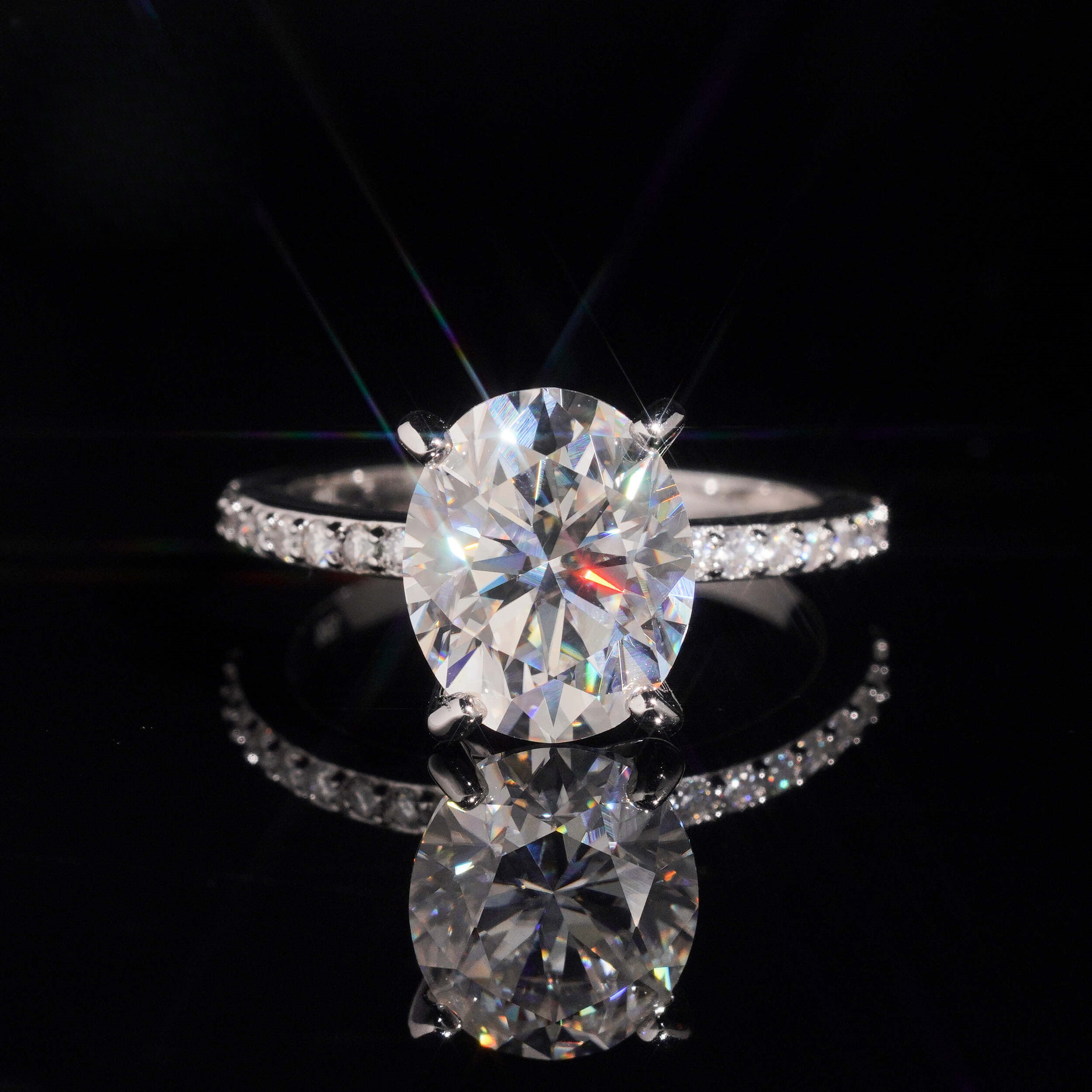 Four-prong 5-ct oval moissanite ring, S925 sterling silver, GRA certificate, style, engagement ring for women,