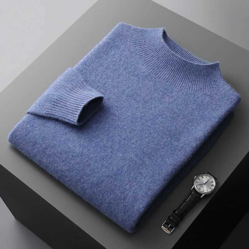 Cashmere 100% Pure Sweater Wool Men's Half Turtleneck Pullover Casual Fashion Thickening Top Knitting Sweater M261016