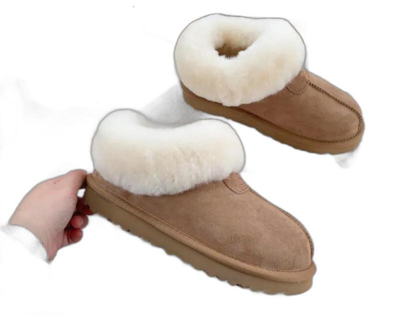 Women Tazz Tasman Chesut Slippers Fur Slides Classic Ultra Mini Platform Snow Boot Australia Wool Comfort Winter Size 35-44 A8019
