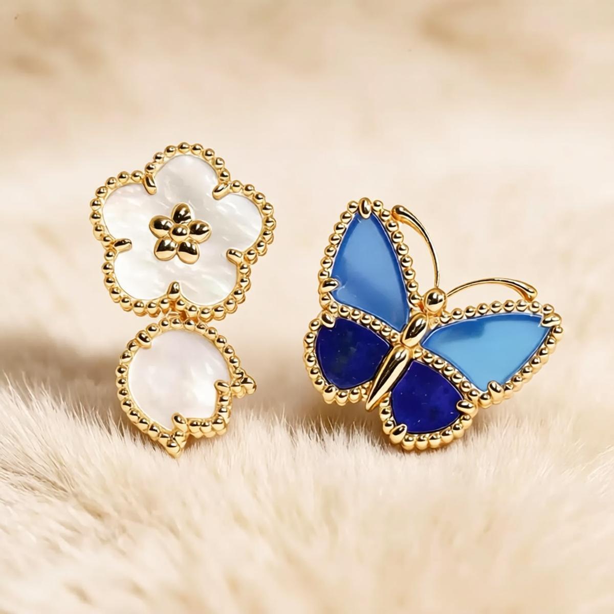 designer ring for women V Gold Four-Leaf Clover Ring Butterfly Thick Electroplated Natural Mother-Of-Pearl vanlies cleef ring