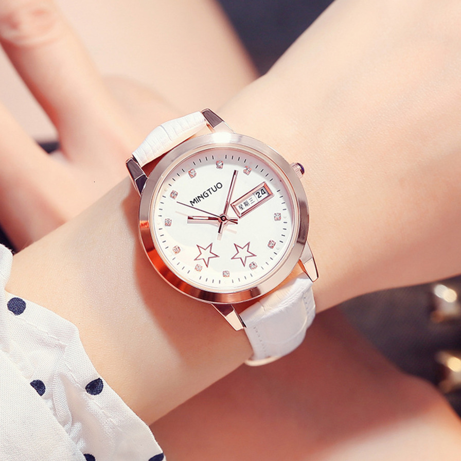 tudent For quartz Middle High School, Waterproof, With A Strap, Fresh And Versatile, High-End Genuine Leather Women's Small ljh321