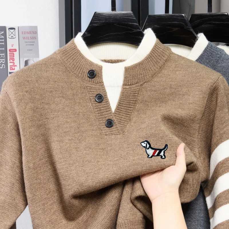 Pullover Designer Long-Slved Autumn Men's Knitted Shirt Classic V-Neck Embroidery Daily Old Money Style Men's Sweater M261016