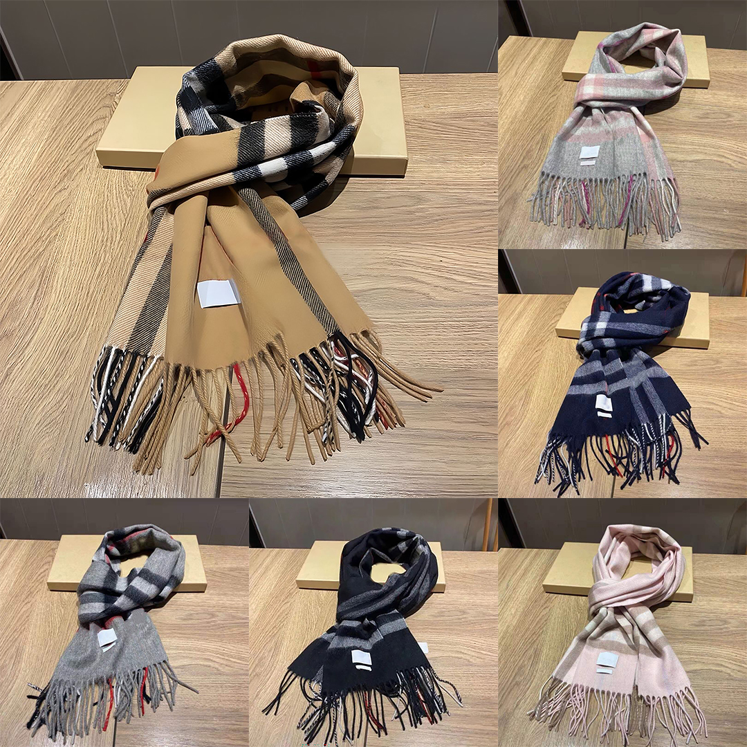 Designer Scarf 100% Cashmere Scarves Classic Plaid Women Man For Winter Warm Womens mens Long Wraps Size 180x30cm with box