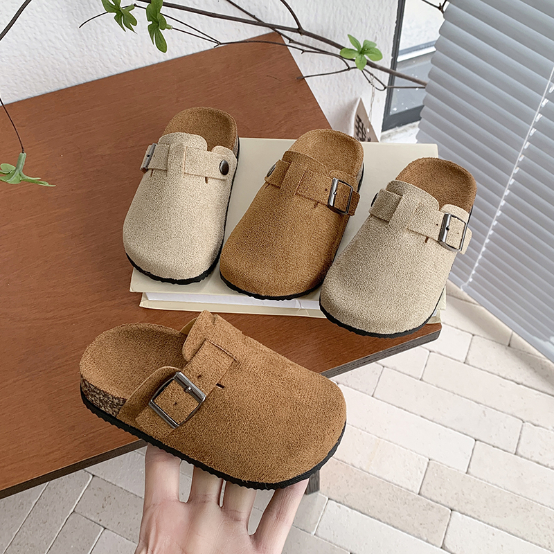 Spring Autumn Kids Toddler Boys Girls Casual Clog Slippers Suede Adjustable Buckle Non-Slip Sole for Indoor Outdoor Daily Wear J261019