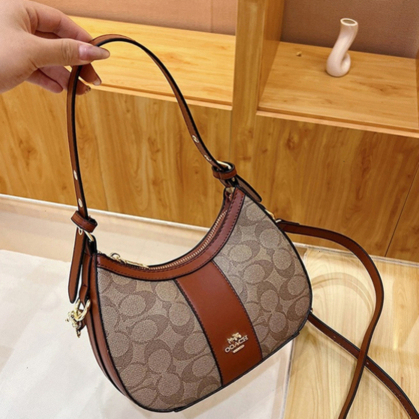 Designer Vintage Printed Hobo Shoulder Bag for Women Luxury large capacity drawstring travel rucksack Leather Crescent Crossbody Multiple Colors Ava