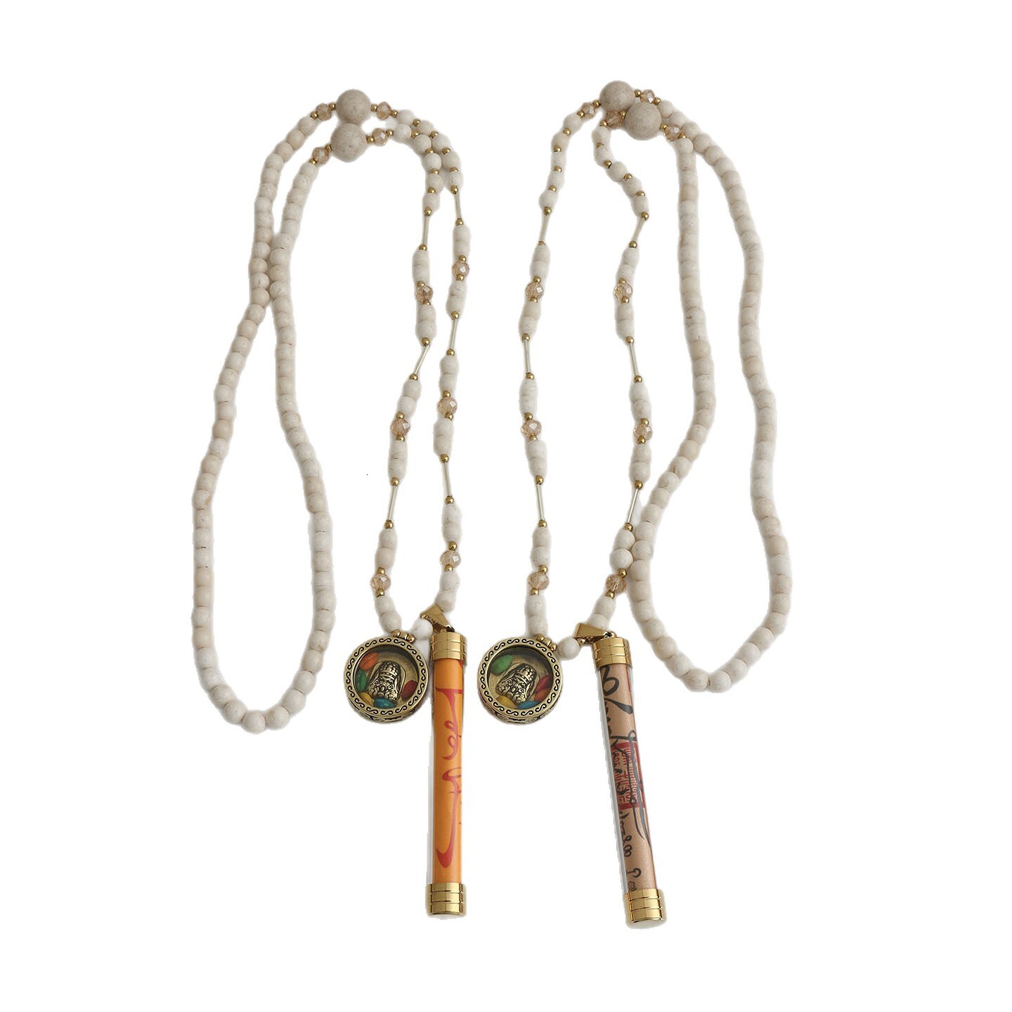Korean high-end patchwork crystal and rice-patterned stone necklace, women's style, 2026 new trendy long tassel pendant sweater chain