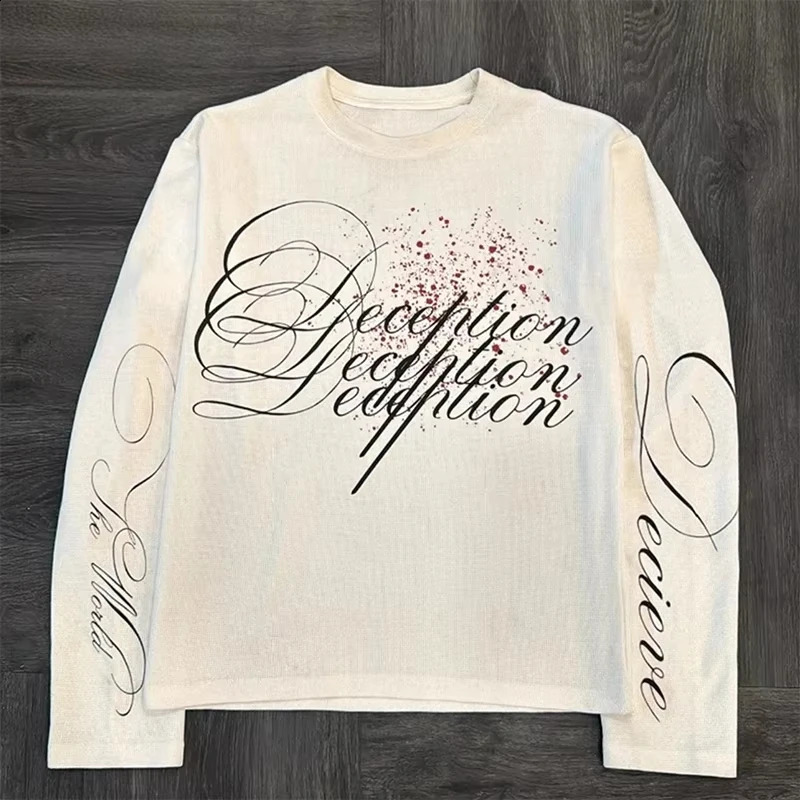 Y2K n Letters Fashion American Long Sleeve Retro High Street Hip-Hop Rock Street Men's s Tops Casual Long Sleeve 261014