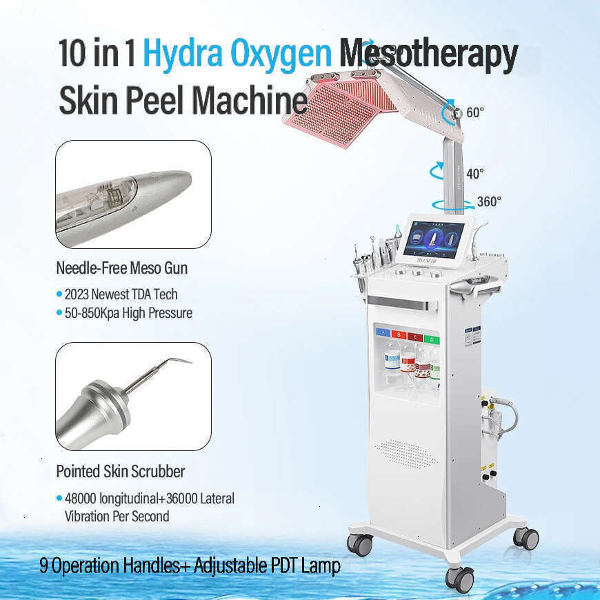 Upgraded Beauty Dermabrasion Skin Aqua Peeling Water Capsule 10 In 1 TDA Meso Gun H2o2 PDT LED Light Therapy Anti-Aging Face Exfoliating Beauty Mach